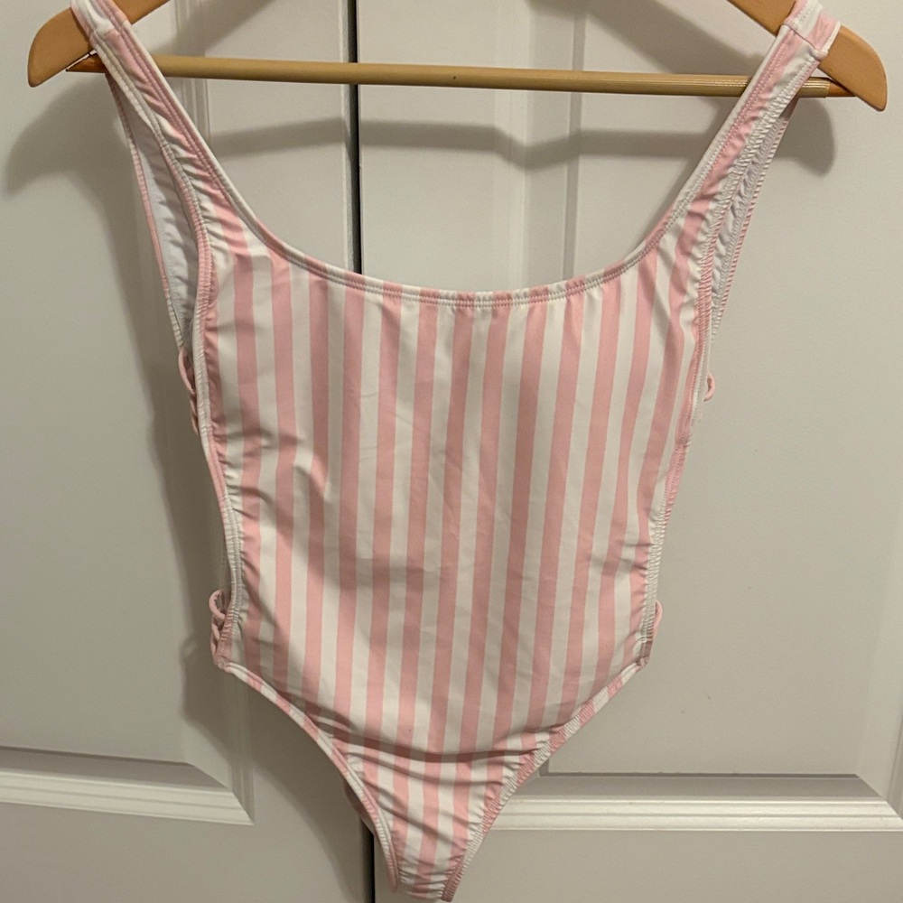 Kenny Flowers XS Pink and White Striped One-Piece Swimsuit